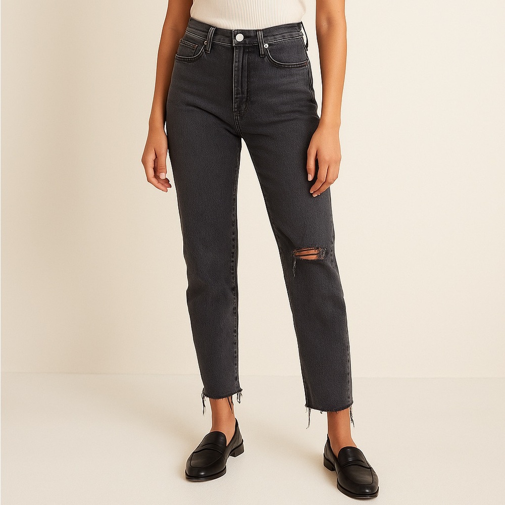 Madewell The Perfect Vintage Jean Size 26 Distressed High Rise Raw Hem Straight